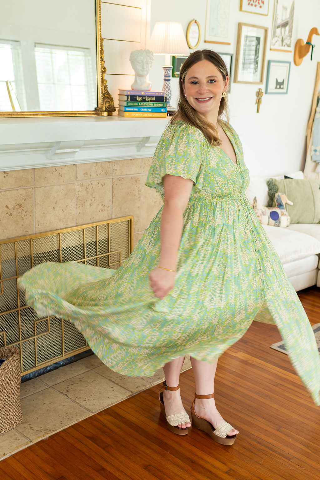 The Molly Smocked Waist Button Down Maxi
