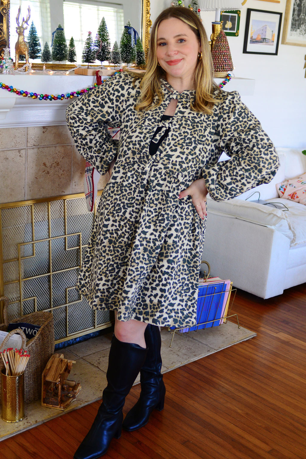 The Inez Leopard Front Tie Dress