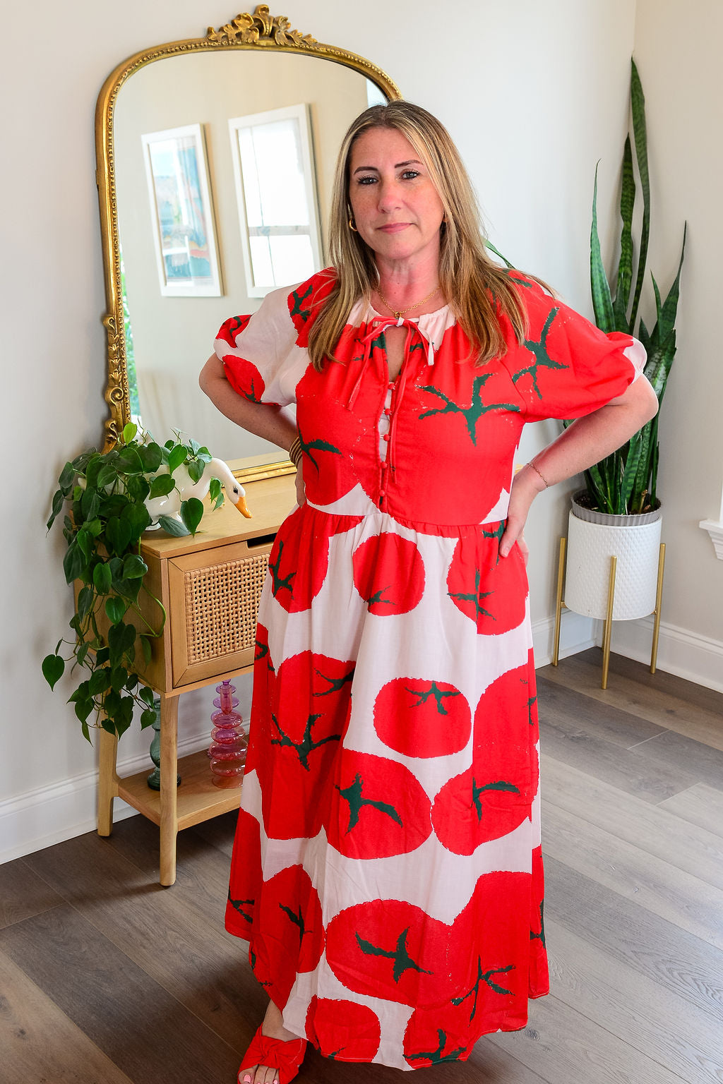 The Carmela Tomato Midi Dress