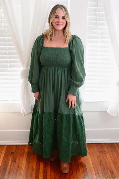 The Juniper Smocked Eyelet Maxi Dress