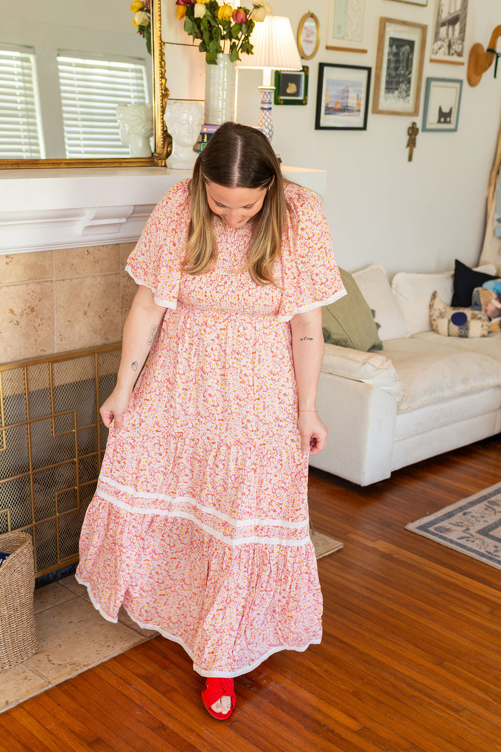 The Caroline Flutter Sleeve Maxi Dress