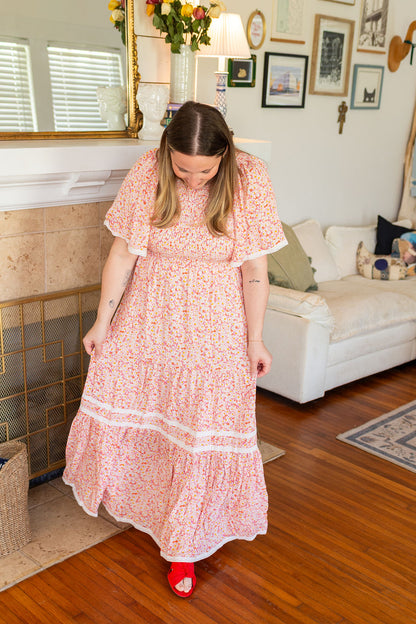 The Caroline Flutter Sleeve Maxi Dress