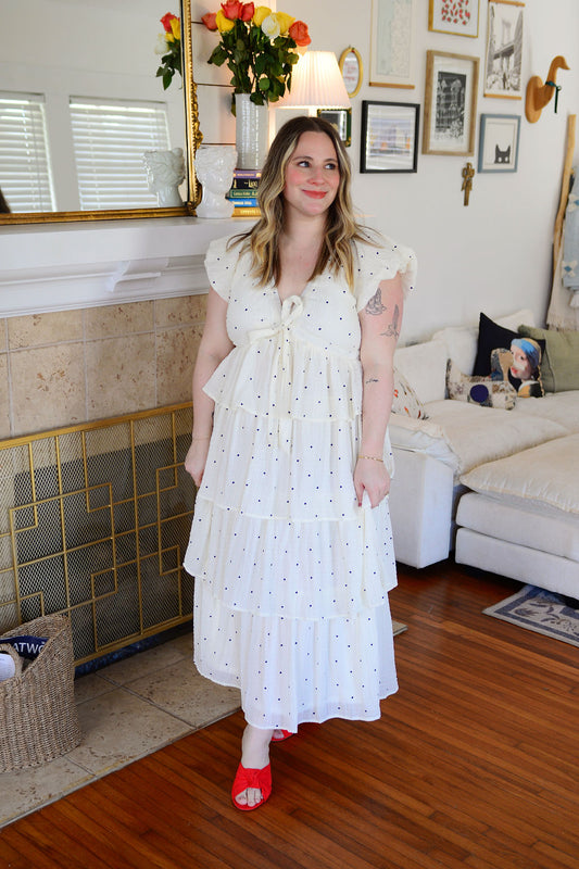 The Greta Polka Dot Midi Dress