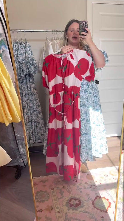 The Carmela Tomato Midi Dress