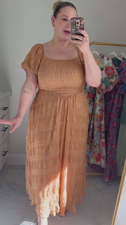 The Ginger Smocked Puff Sleeve Midi Dress
