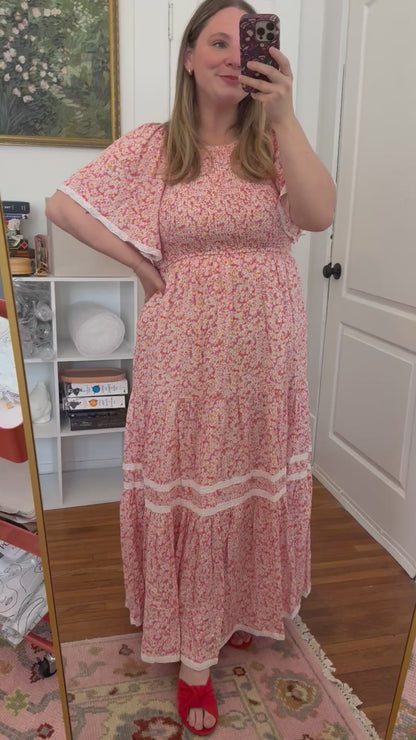 The Caroline Flutter Sleeve Maxi Dress