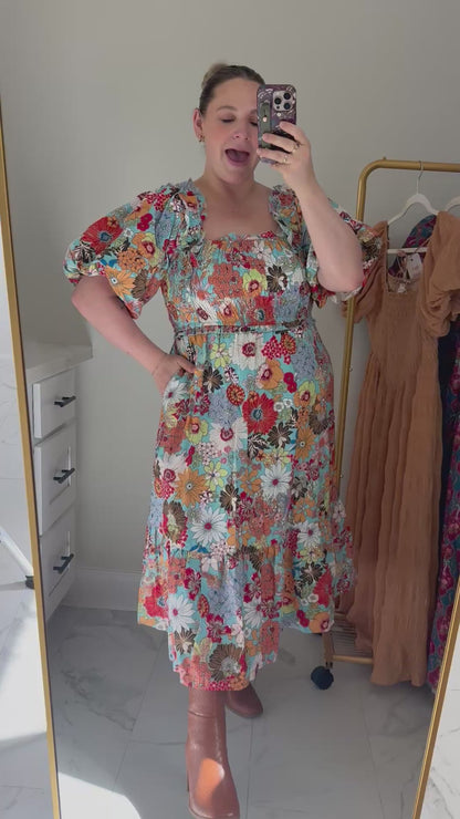 The Izzy Vintage Flower Midi Dress